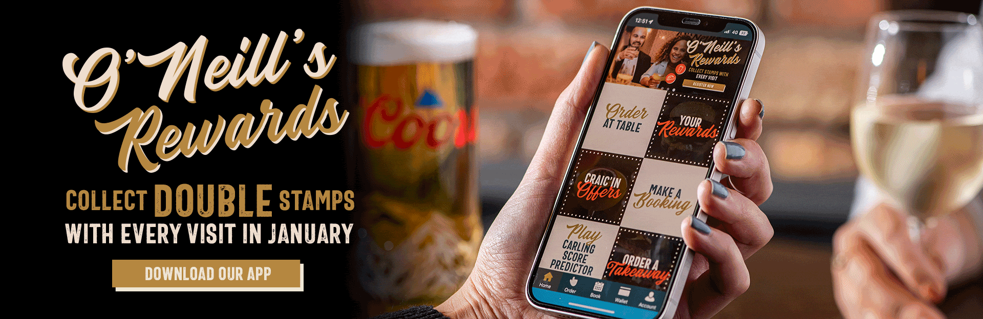 The New O'Neill's App Register Now For A Free Drink On Us